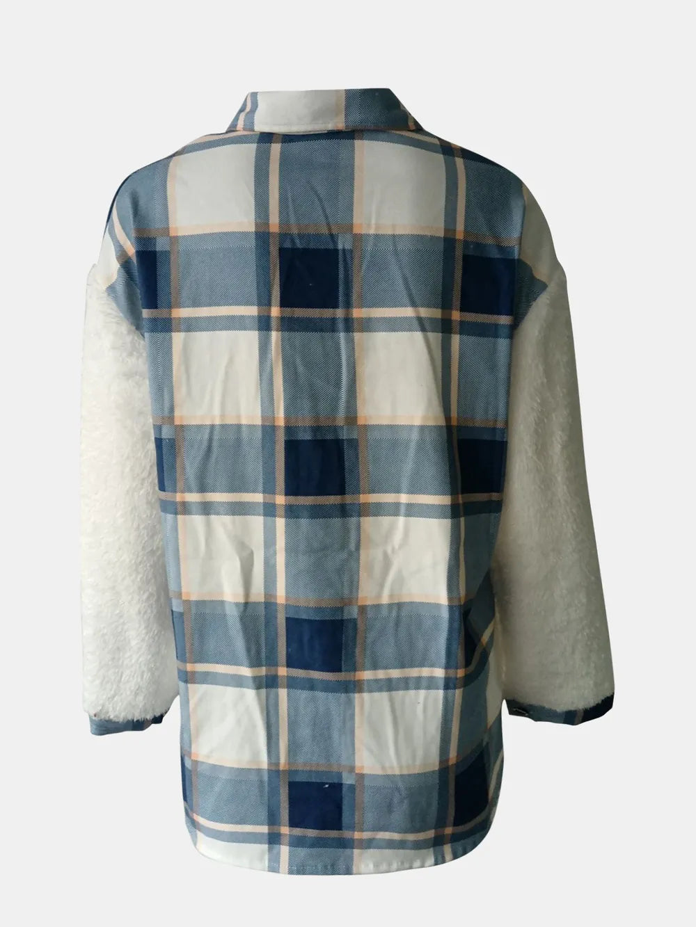 Fuzzy Button Up Long Sleeve Jacket, view 3