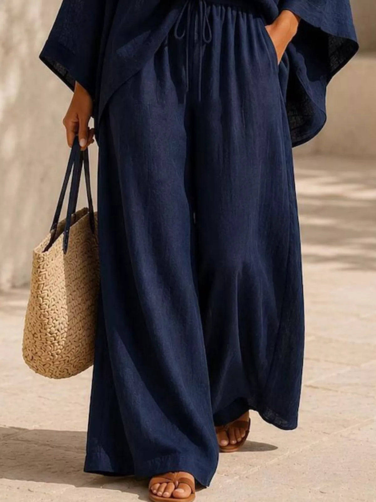 Full Size Loose Fit Top and Wide-Leg Pants Set Plus Size, view 10