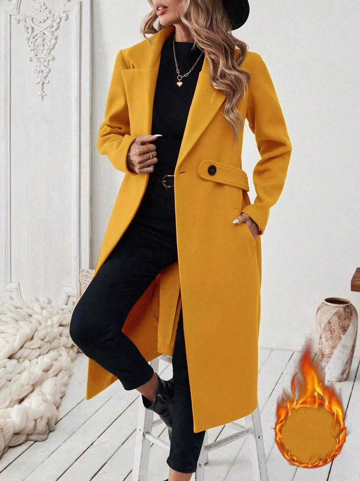 Single-Button Longline Coat - Lilixa.store