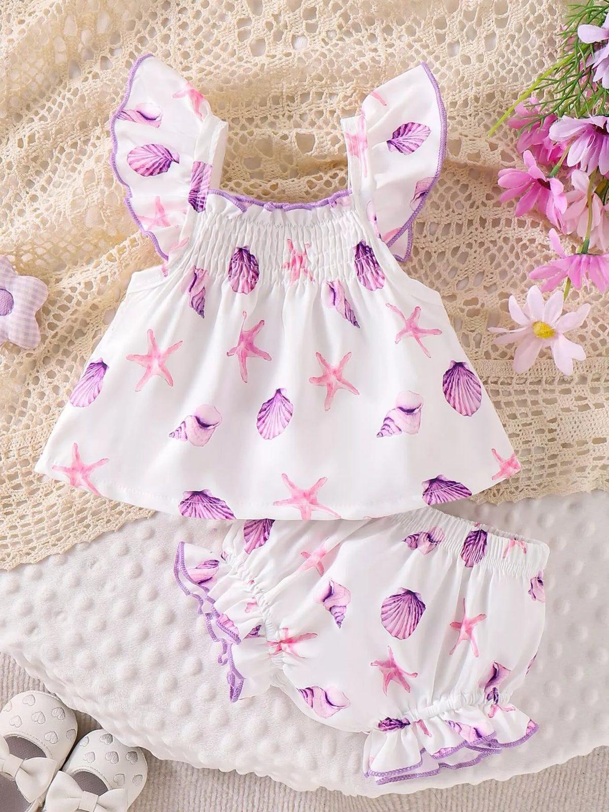 Children's Ruffled Printed Tank and Shorts Set - Lilixa.store