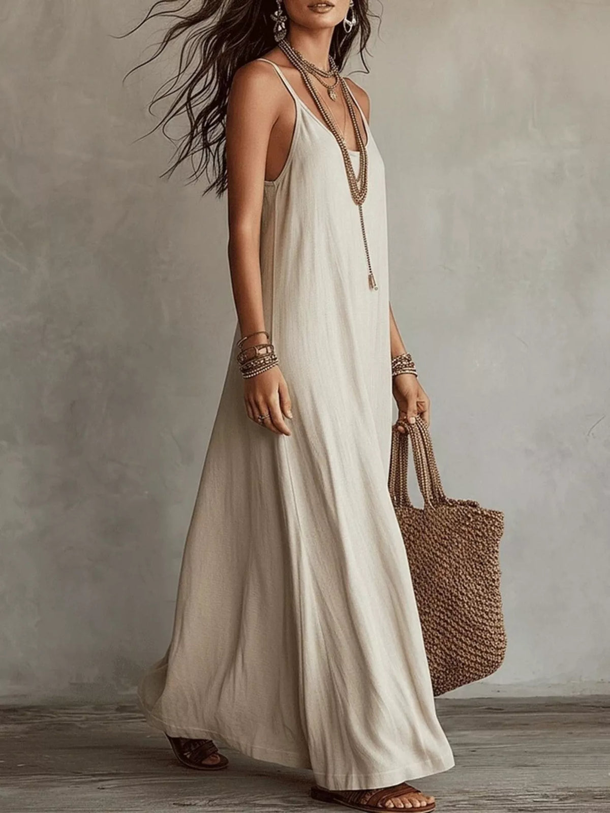 Full Size Scoop Neck Spaghetti Strap Maxi Dress Plus Size - Lilixa.store