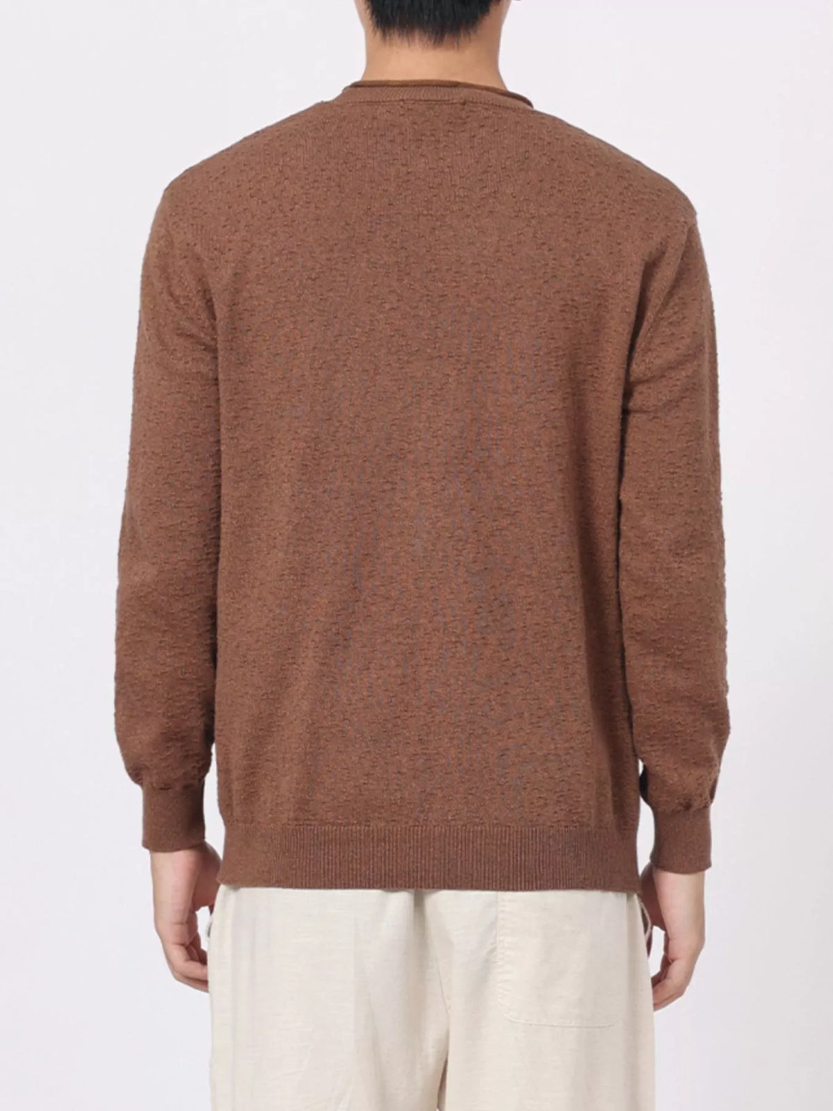Men's Plus Size Textured Crew Neck Sweater, view 3
