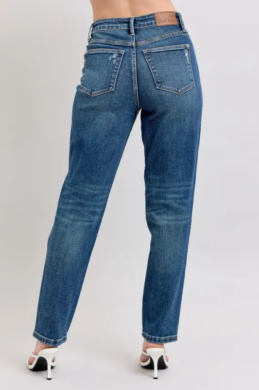 Judy Blue Full Size High Waisted Rigid Magic Non-destroy Straight Leg Jeans Plus Size - Lilixa.store