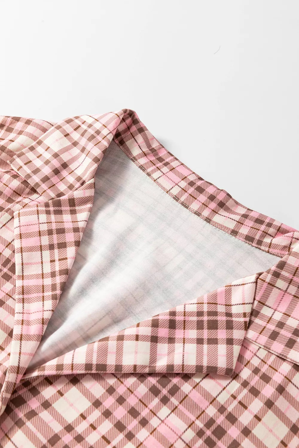 Plaid Patch Pockets Long Sleeve Lounge Set - Lilixa.store
