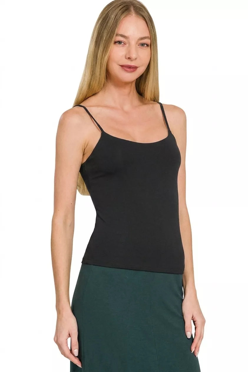 Zenana Double Layered Round Neck Spaghetti Cami - Lilixa.store