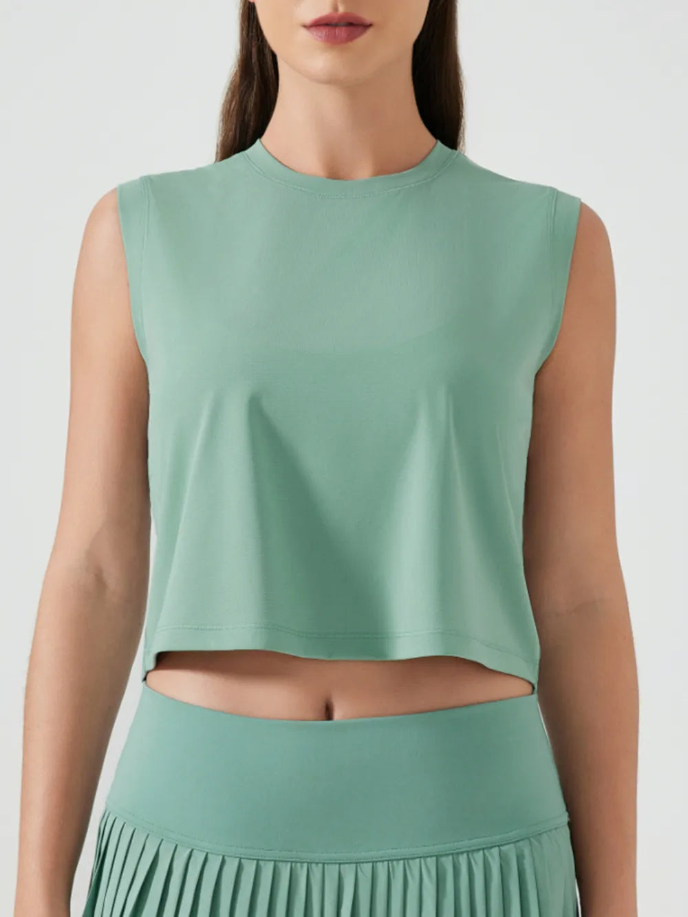 Millennia Round Neck Cropped Active Tank - Lilixa.store