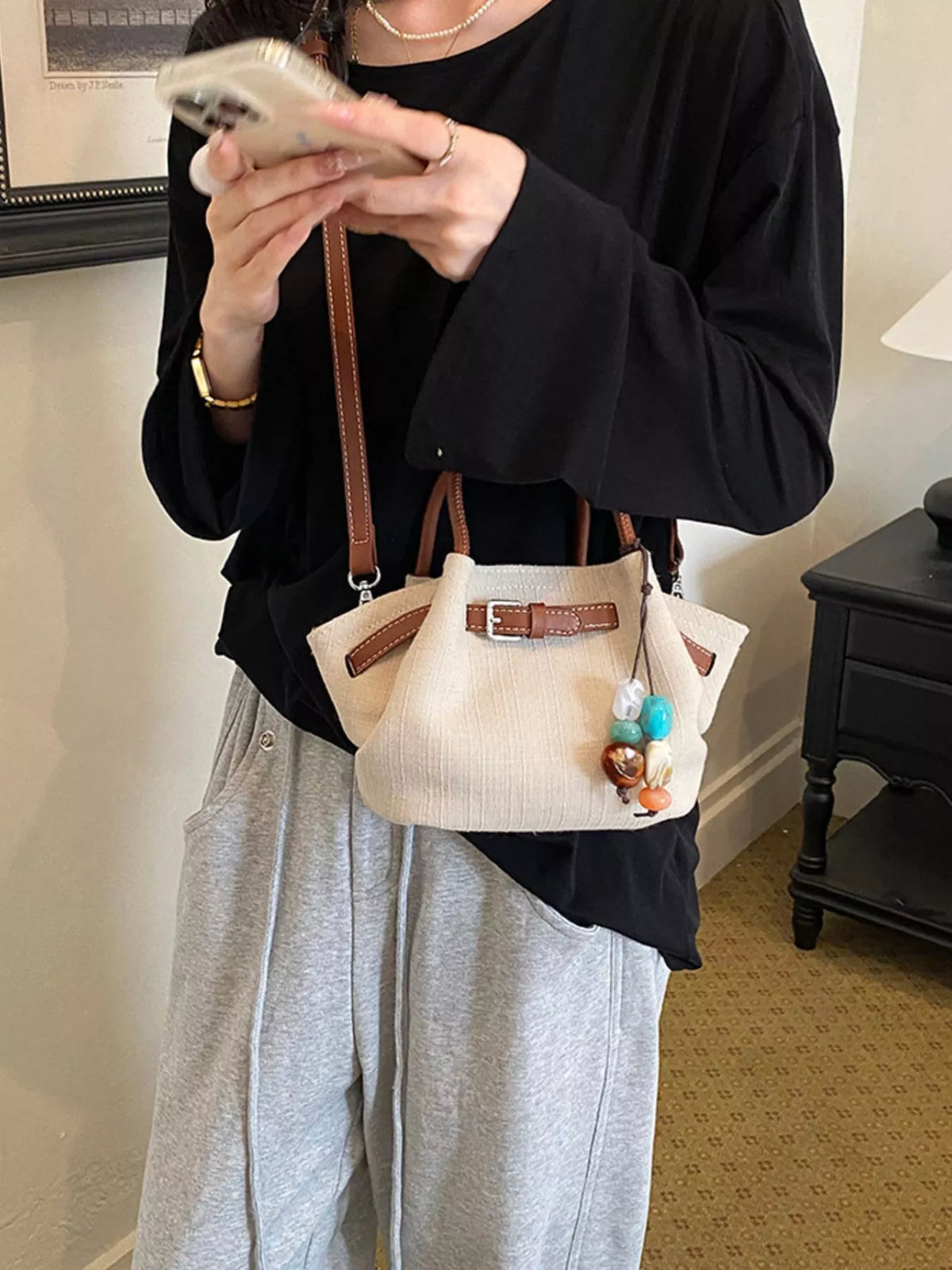 Buckle Decor Crossbody Bag