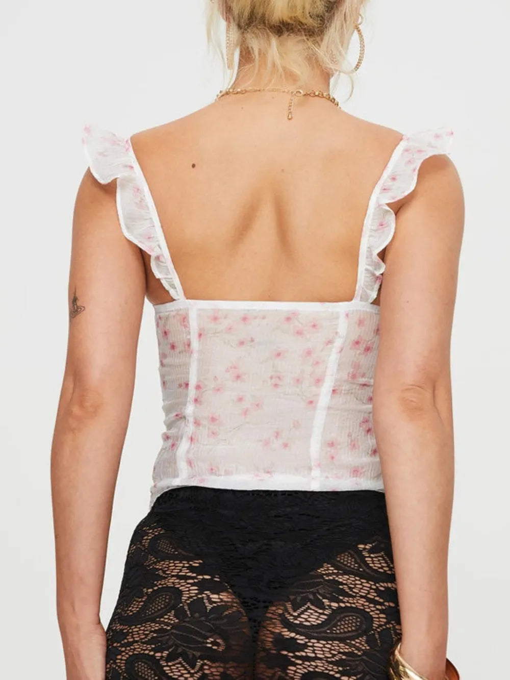 Ruffled Floral Square Neck Cami - Lilixa.store