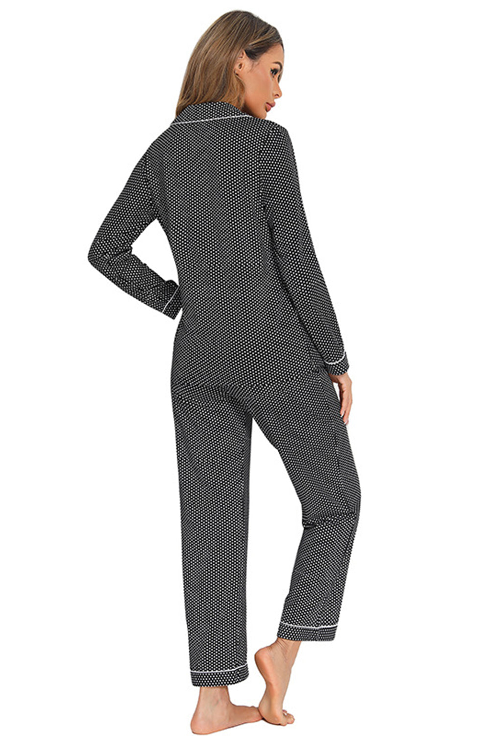 Collared Neck Loungewear Set with Pocket - Lilixa.store
