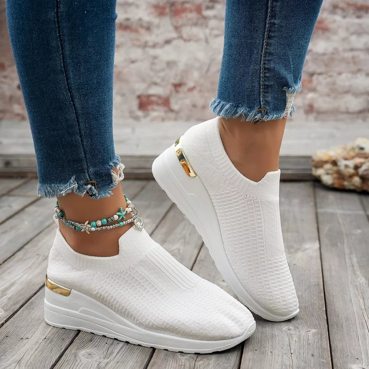 Mesh Round Toe Wedge Athletic - Lilixa.store