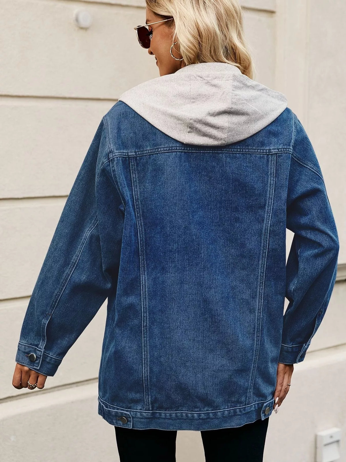 Button Up Long Sleeve Denim Jacket, view 16