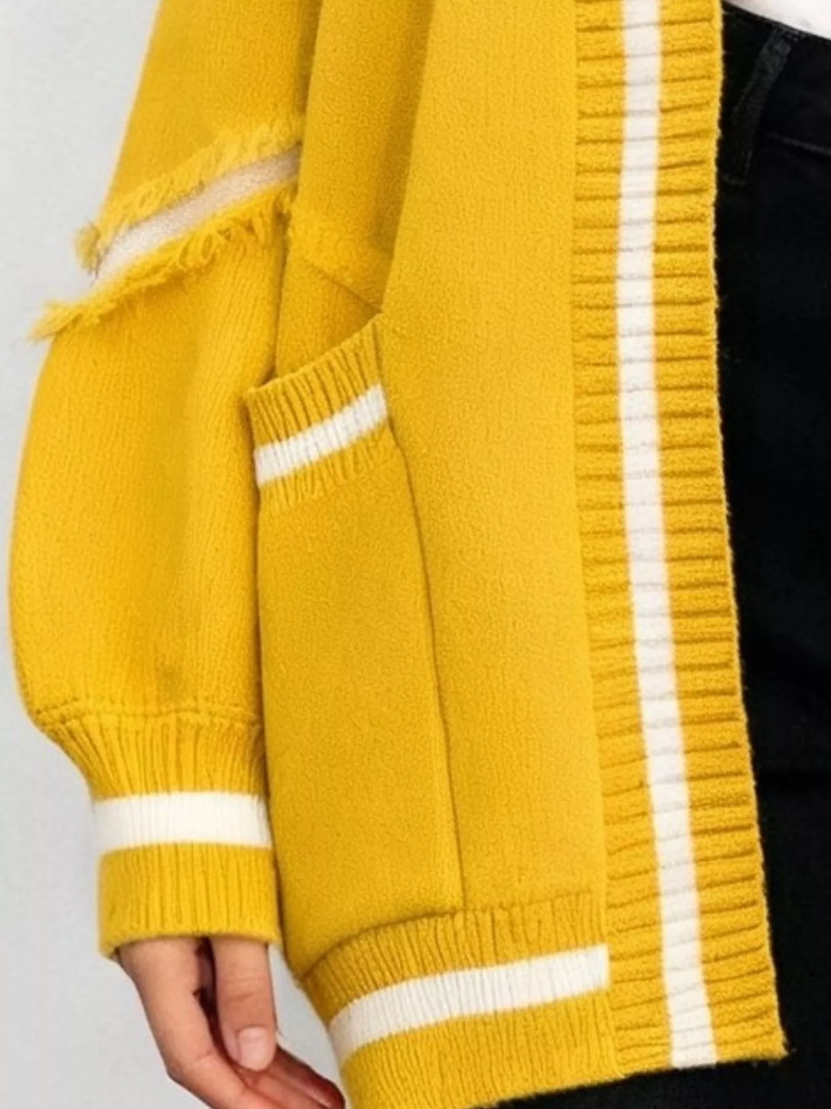 Frayed Hem Open Front Cardigan - Lilixa.store