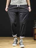 Men's Plus Size Drawstring Straight Leg Jeans - Lilixa.store