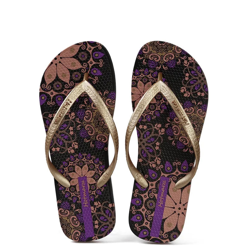 Printed Summer Toe Post Slippers - Lilixa.store
