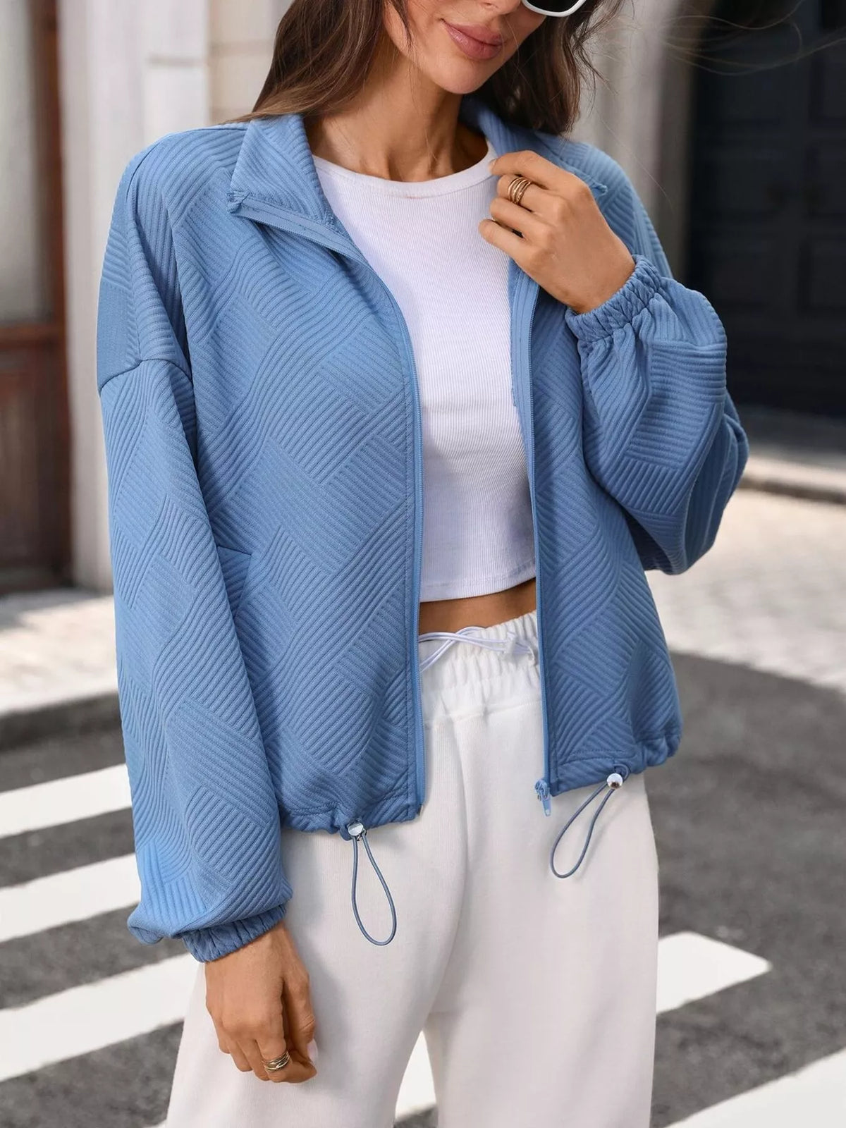 Textured Zip-Up Casual Jacket