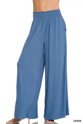 Zenana Smocked Waistband Wide Leg Lounge Pants - Lilixa.store