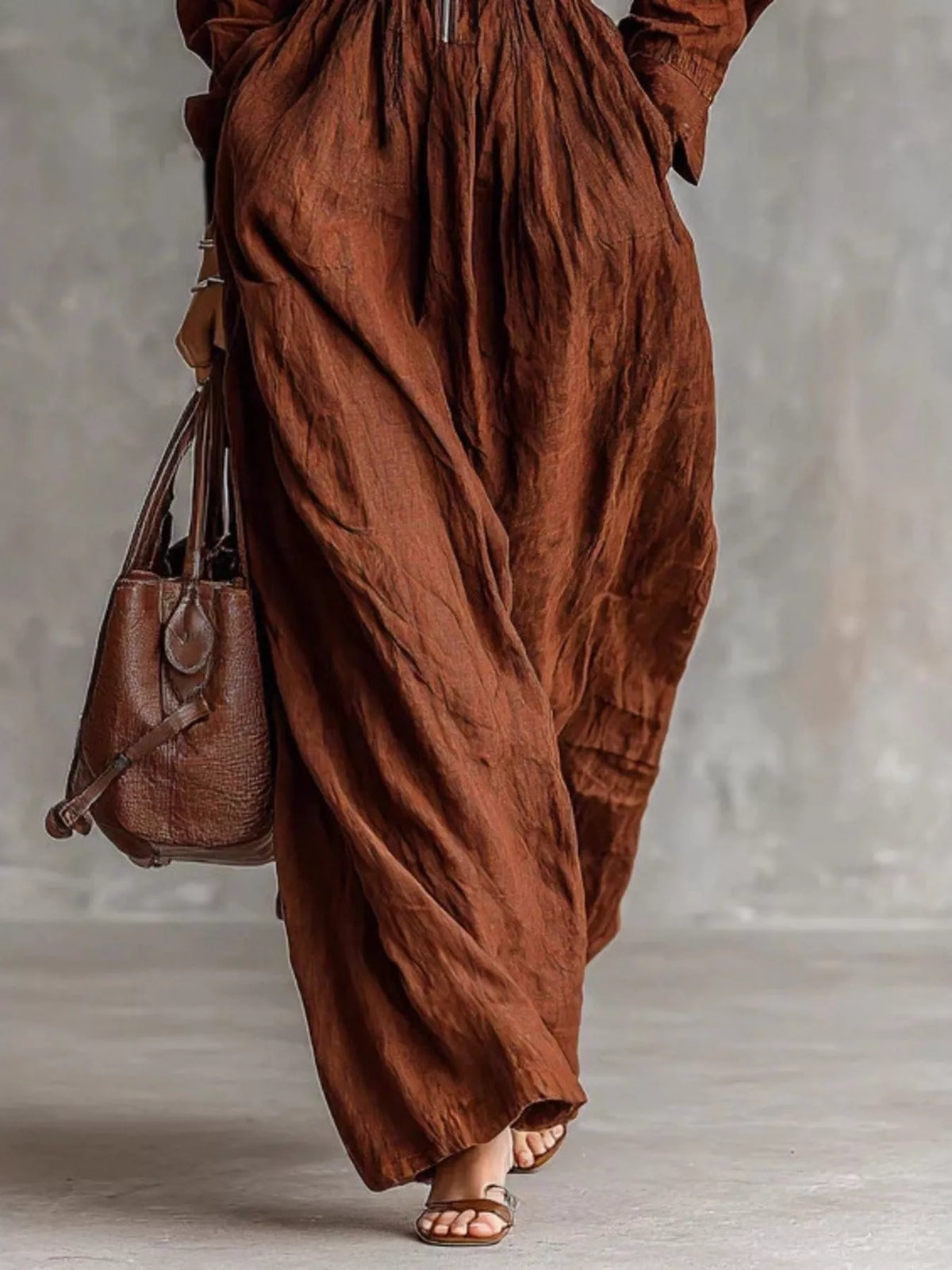 Zip-Front Long Sleeve Maxi Shirt Dress, view 4
