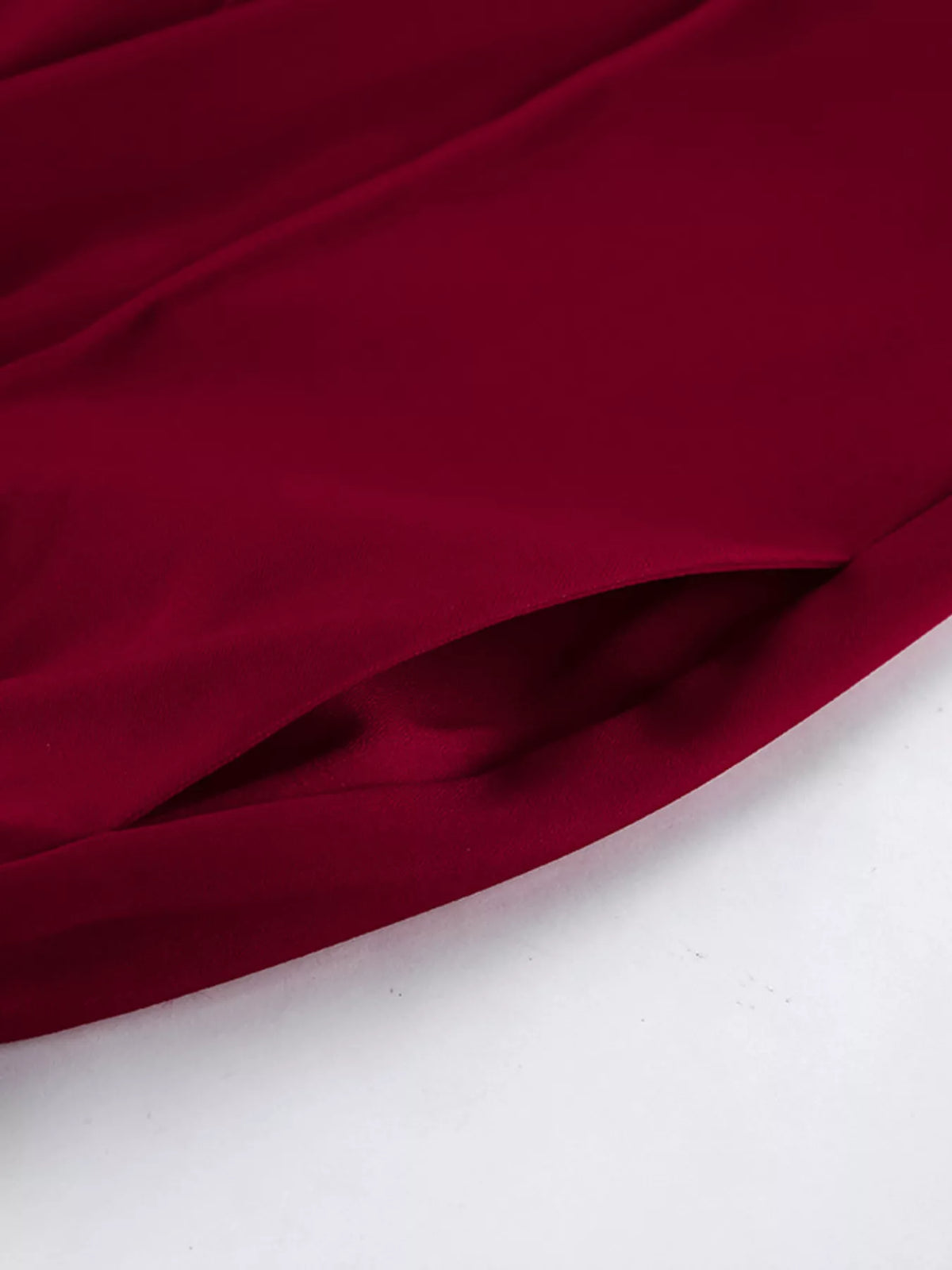 Lapel Collar Blazer and Wide-Leg Pants Set in Wine Red, view 22