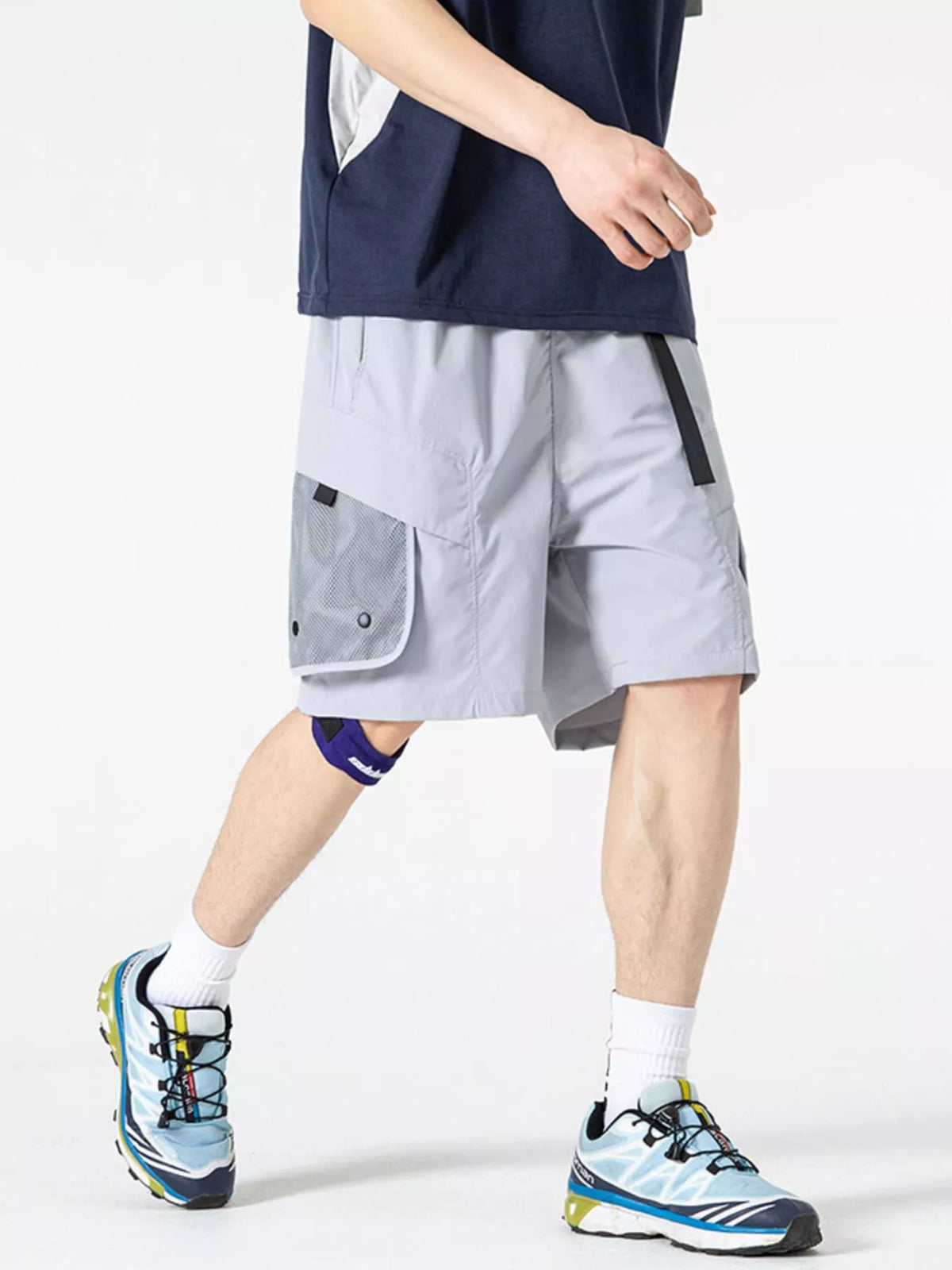 Men's Multi-Pocket Quick-Dry Cargo Shorts in Cloud Gray, view 2
