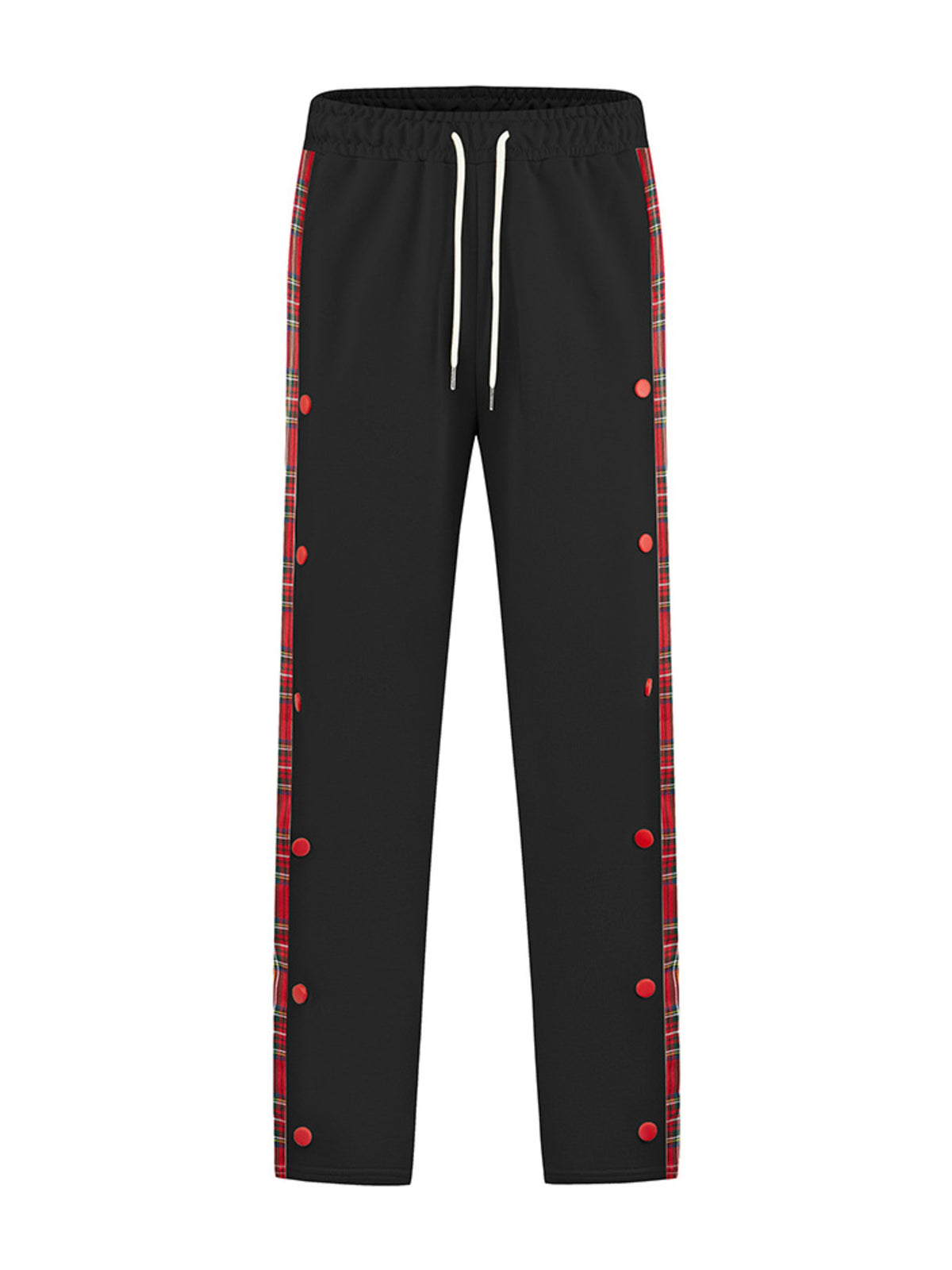 Men's Full Size Drawstring Plaid Side Stripe Pants Plus Size