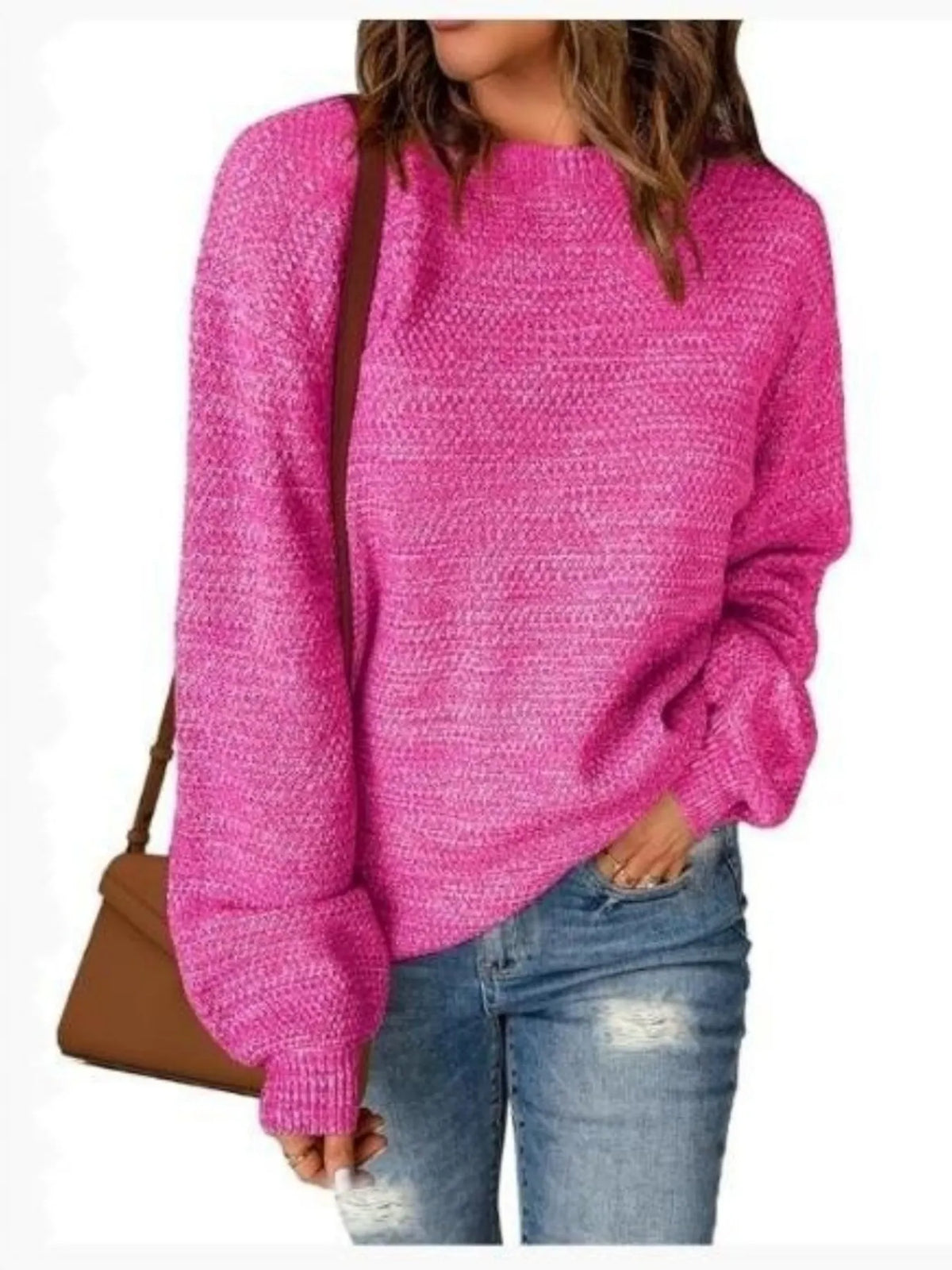 Round Neck Long Sleeve Sweater - Lilixa.store