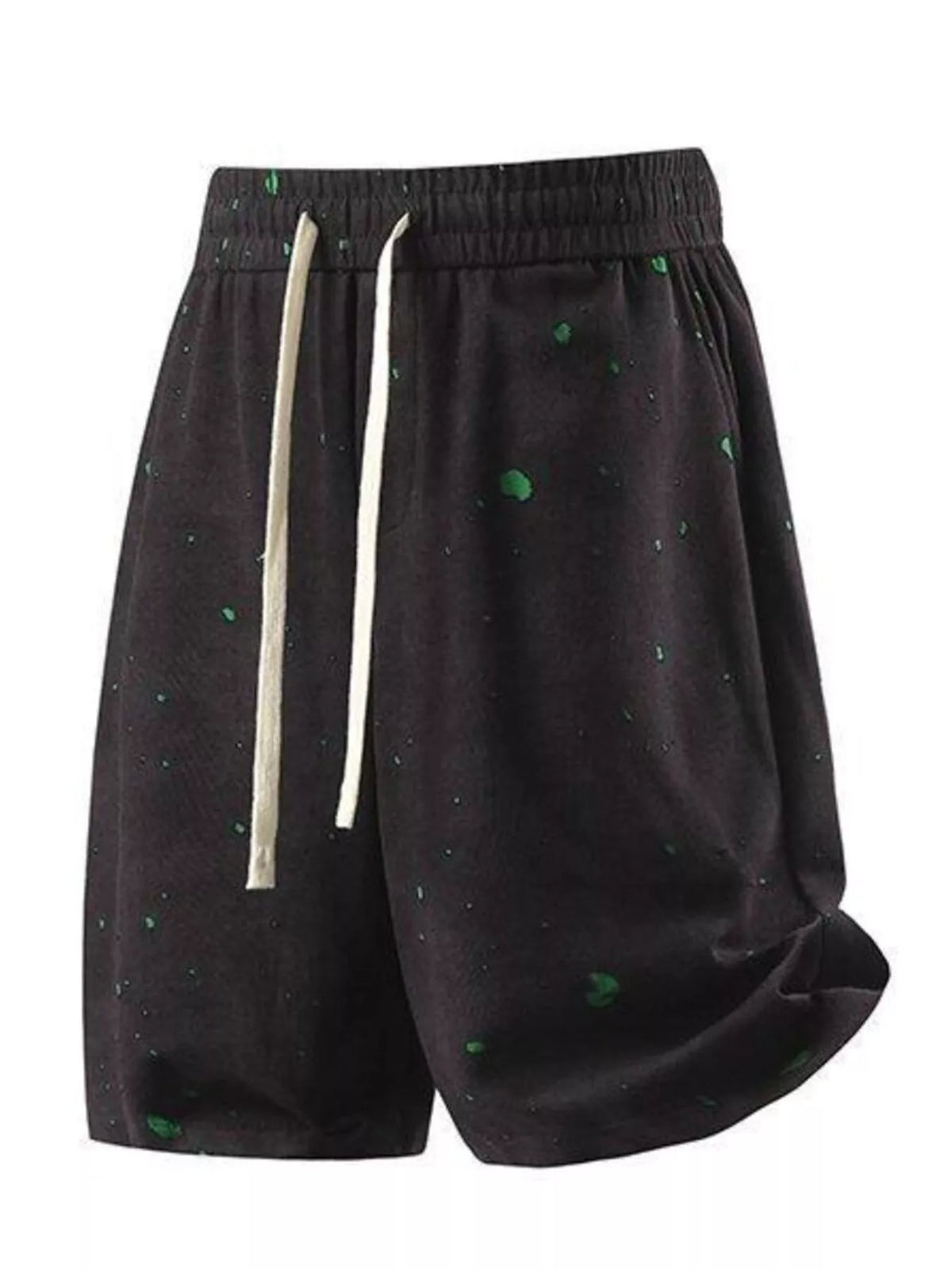 Men's Plus Size Casual Drawstring Elastic Waist Shorts in Black Forest