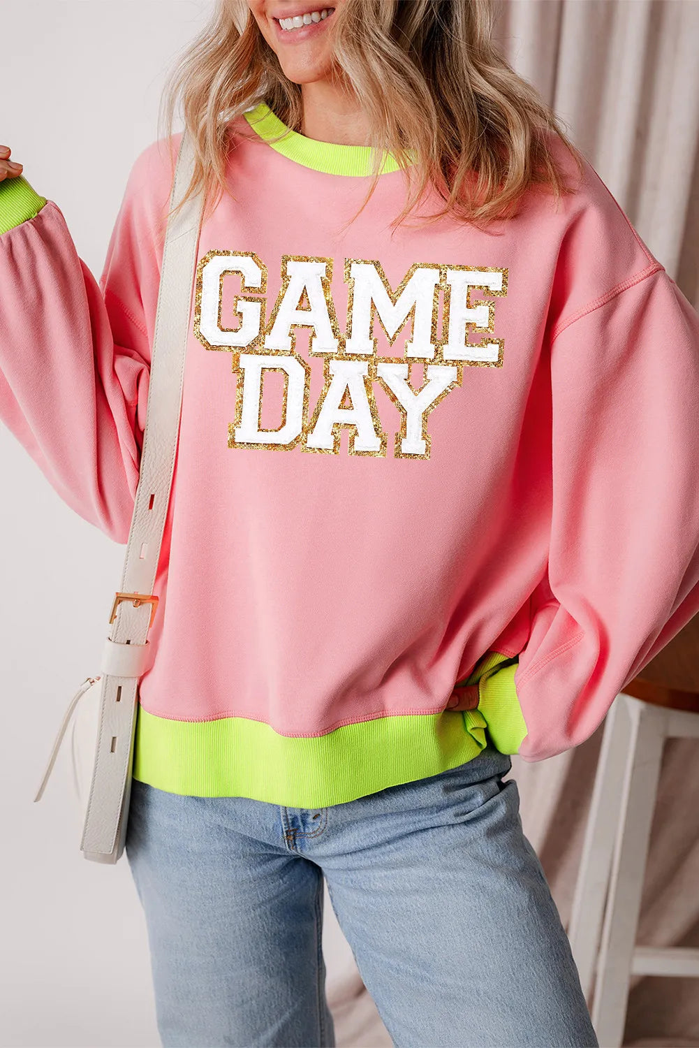 Letter Graphic Round Neck Long Sleeve Sweatshirt - Lilixa.store