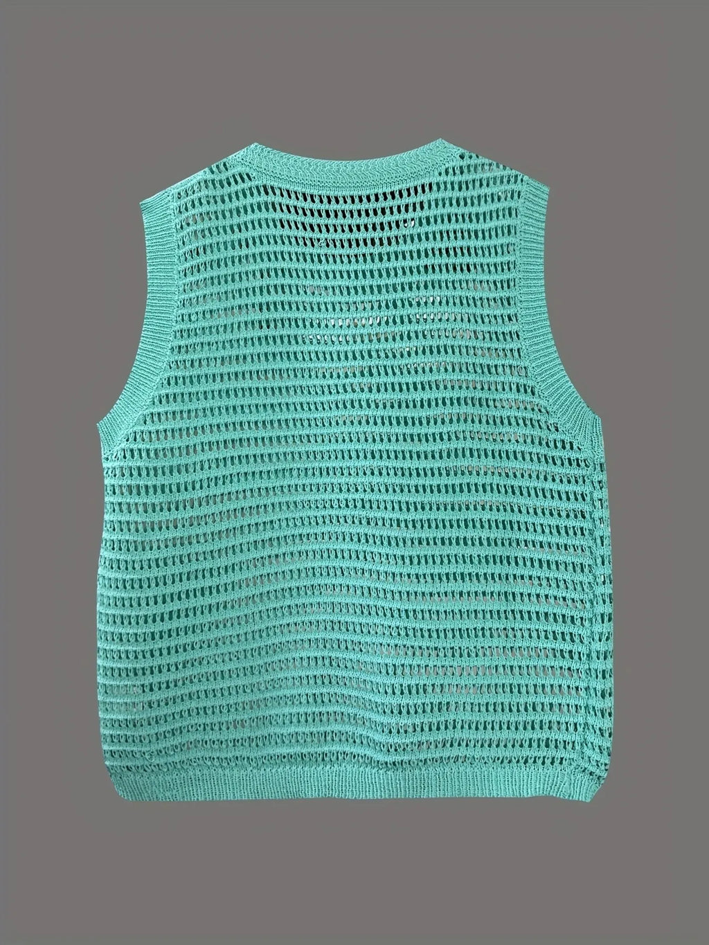 Openwork Round Neck Sweater Vest - Lilixa.store