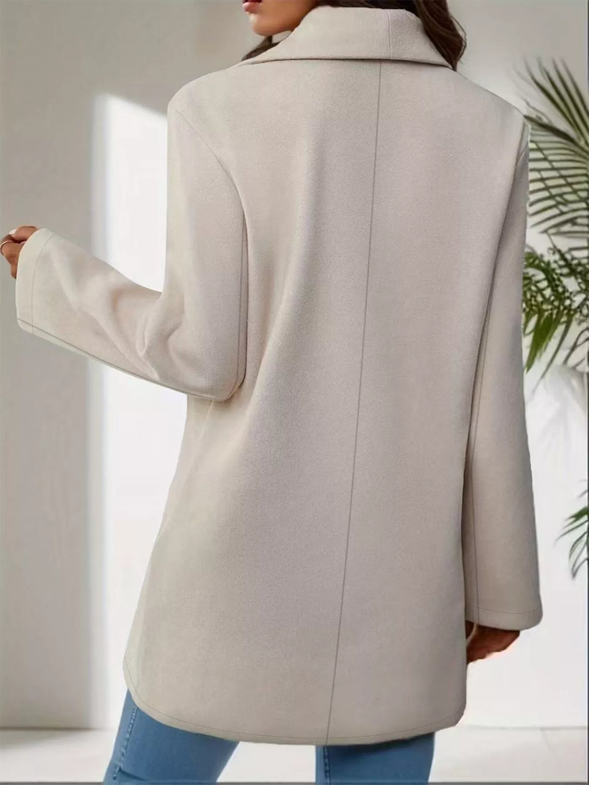 Lapel Collar Single-Button Wool Blend Overcoat - Lilixa.store