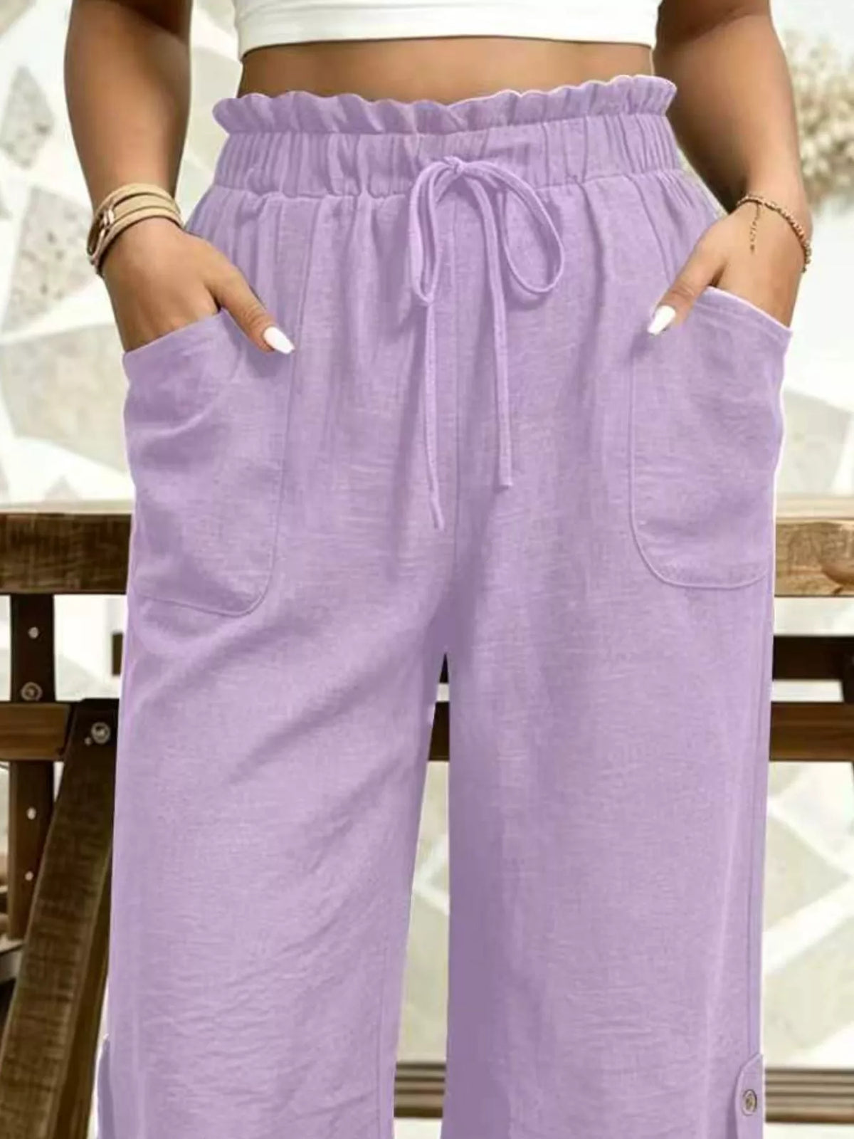 High-Waisted Drawstring Capris, view 11