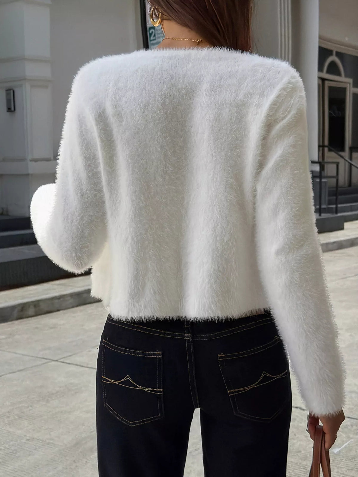 Fuzzy Knit Button-Down Cardigan - Lilixa.store