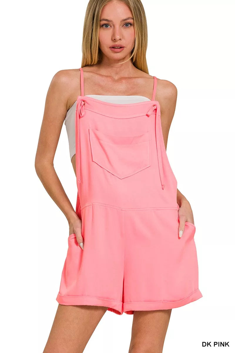 Zenana Rayon Woven Romper With Tie Knot Strap – image 1 | Lilixa