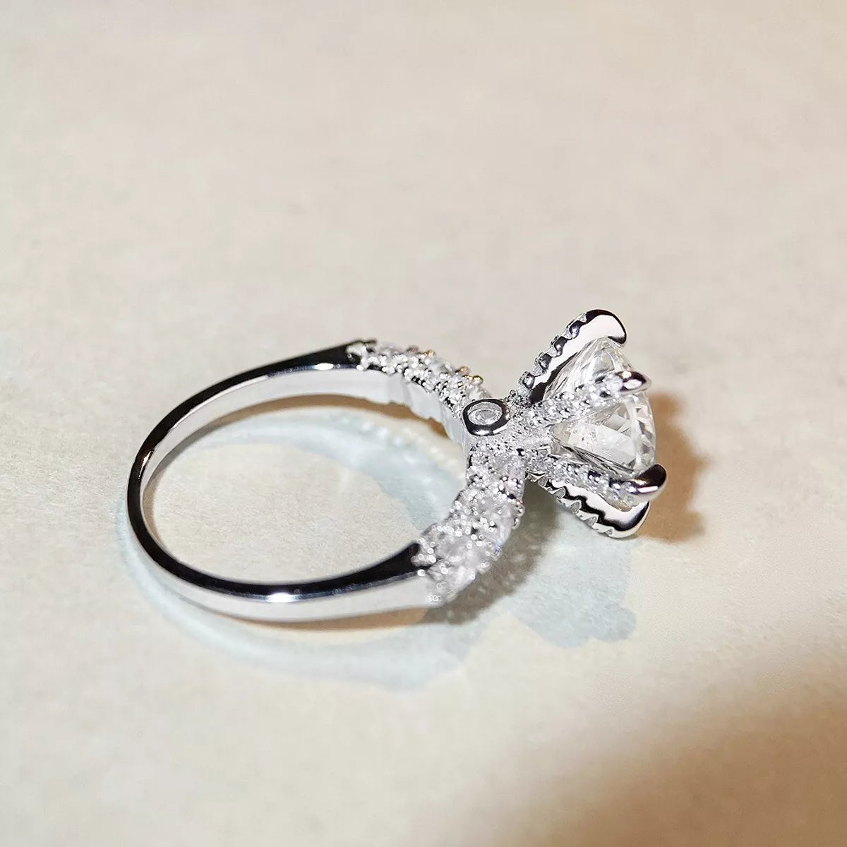 3 Carat 925 Sterling Silver Moissanite Geometric Ring, view 3