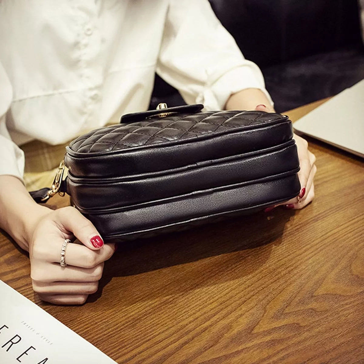 Quilted Turn-Lock Crossbody Bag