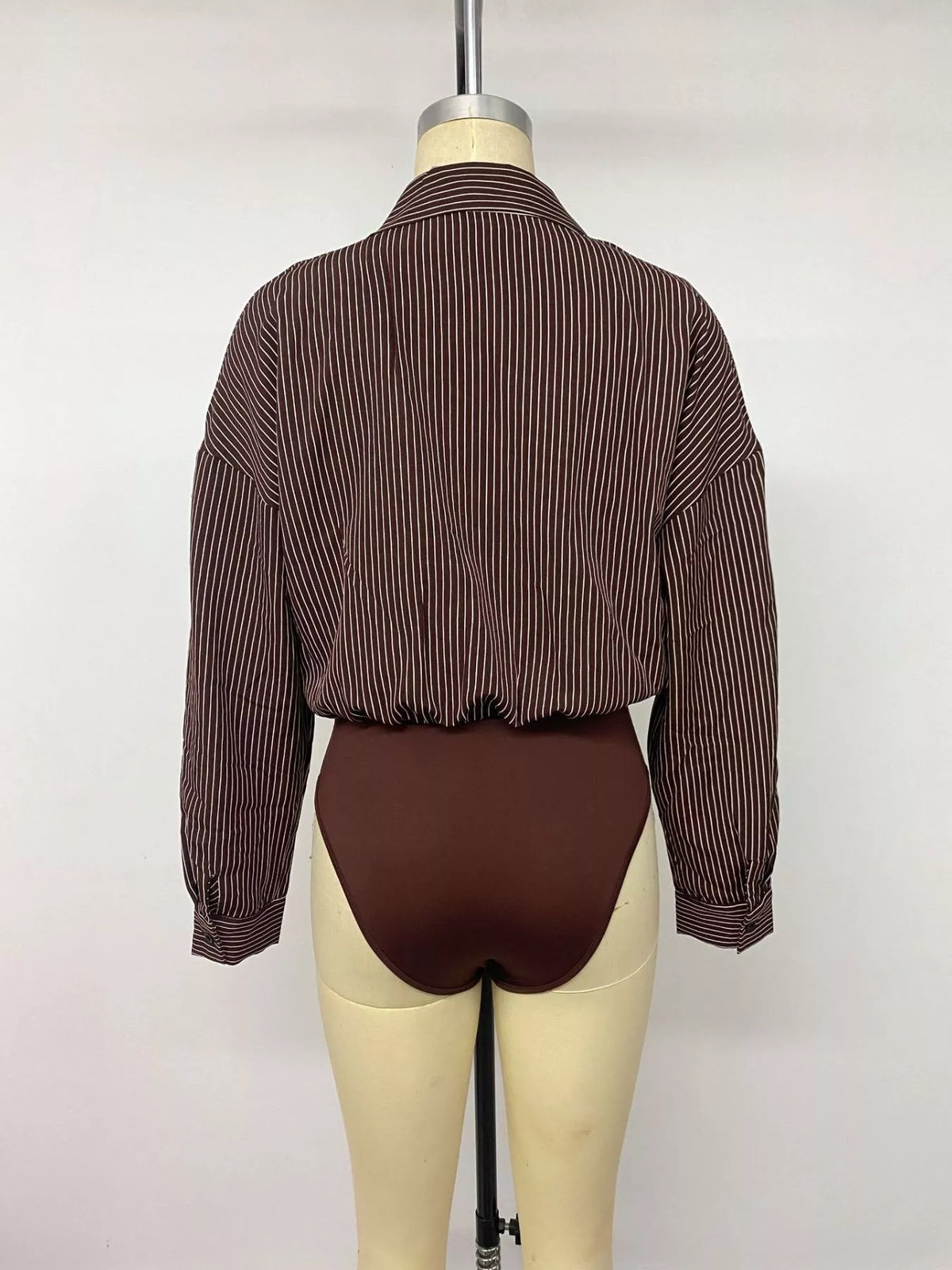 Striped Button-Up Bodysuit - Lilixa.store