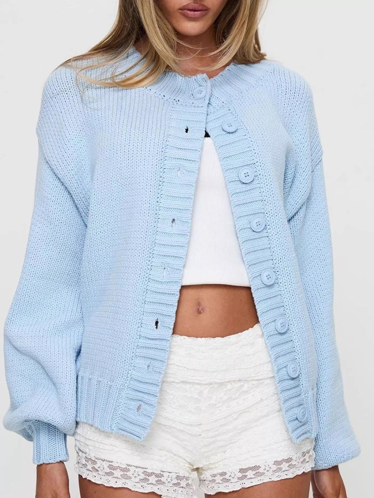 Chunky Knit Button-Up Cardigan - Lilixa.store