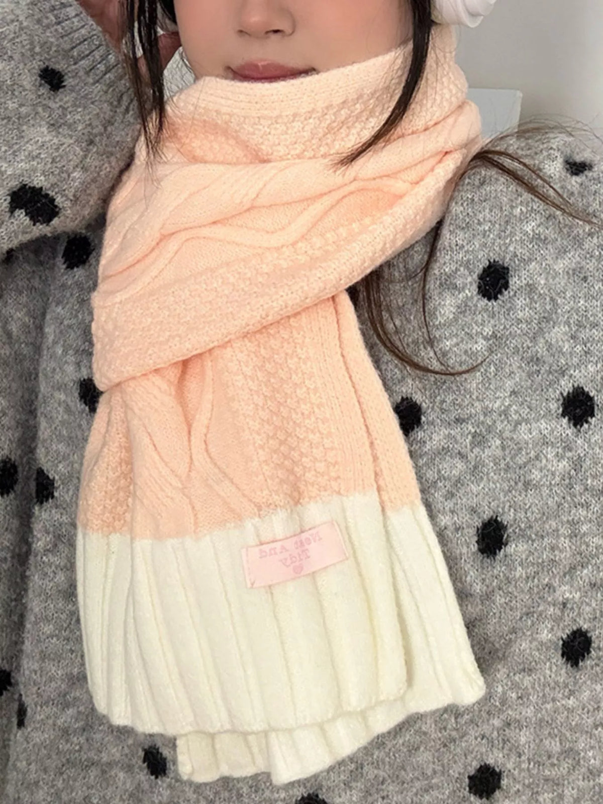 Two-Tone Knitted Warm Scarf - Lilixa.store