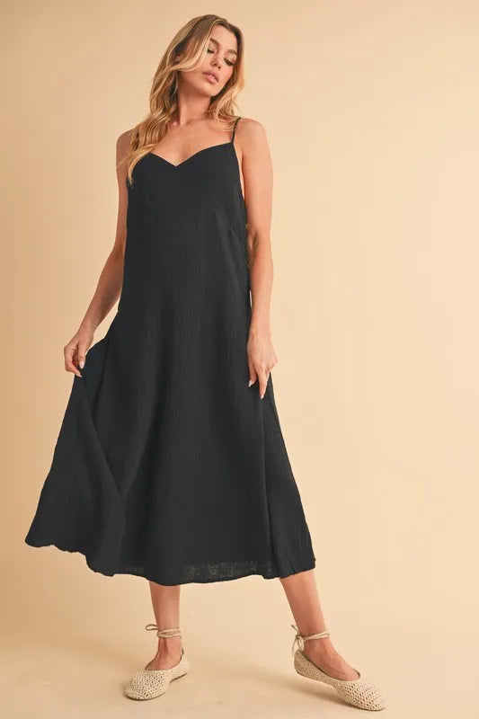 Aemi+Co Side Button Midi Cami Dress - Lilixa.store