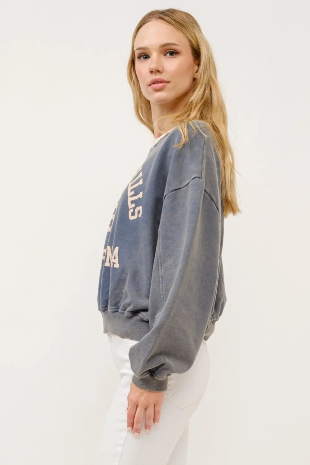 And The Why BEVERLY HILLS 92 CALIFORNIA Contrast Crop Sweatshirt - Lilixa.store
