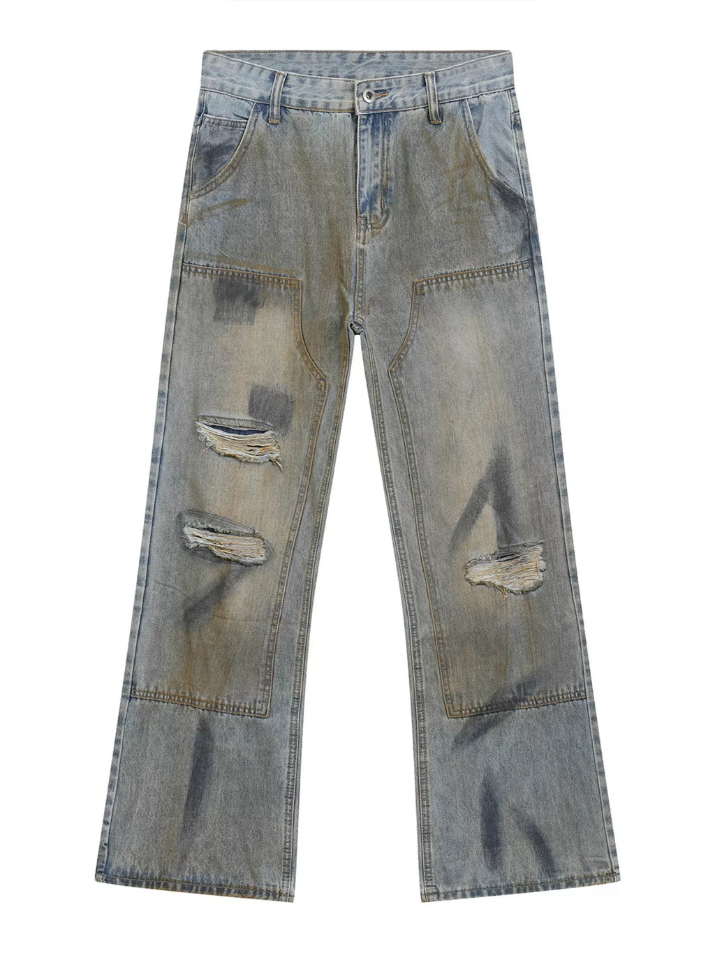 Men's Distressed Vintage Wash Loose-Fit Jeans - Lilixa.store