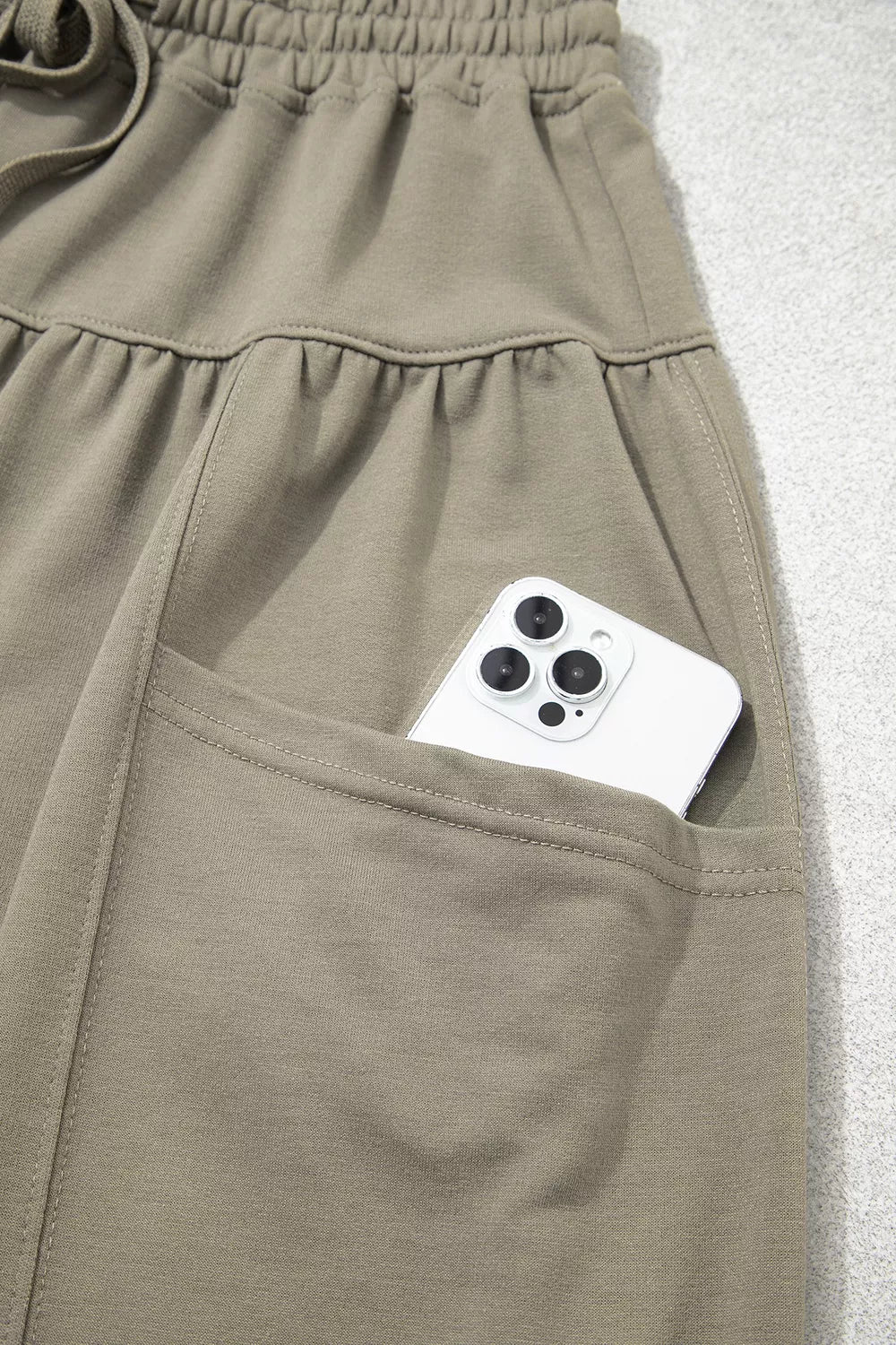 Elastic Waist Drawstring Wide Leg Full Length Pants