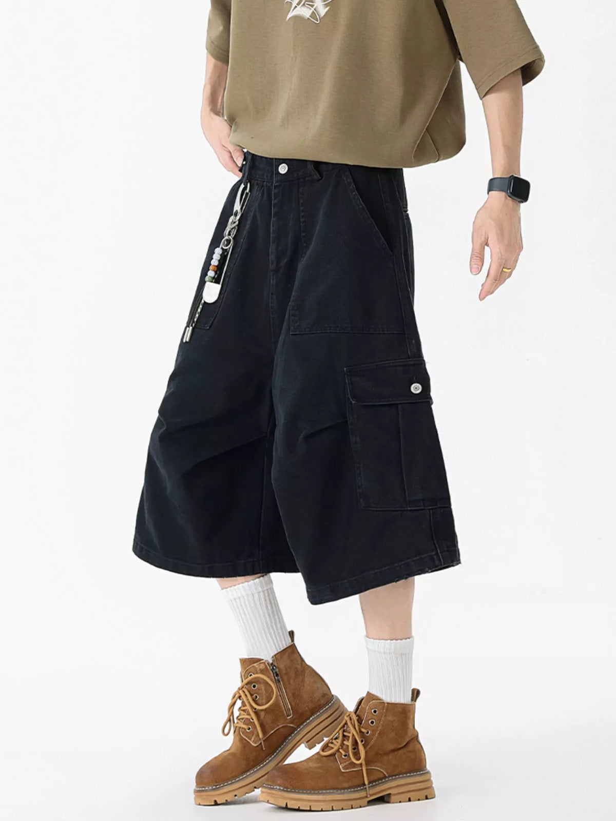 Men's Full Size Loose Fit Cargo Shorts Plus Size, view 4