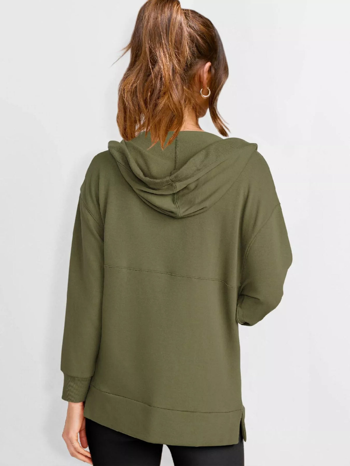 Drawstring Kangaroo Pocket Long Sleeve Hoodie - Lilixa.store