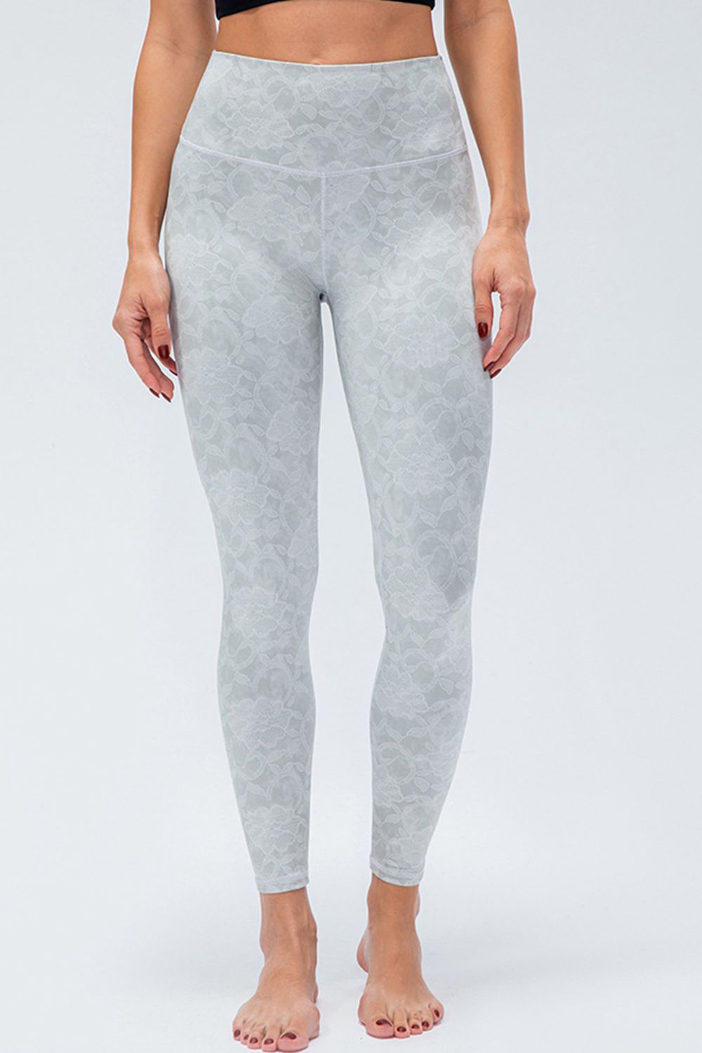 Wide Waistband Slim Fit Active Leggings in Ivory