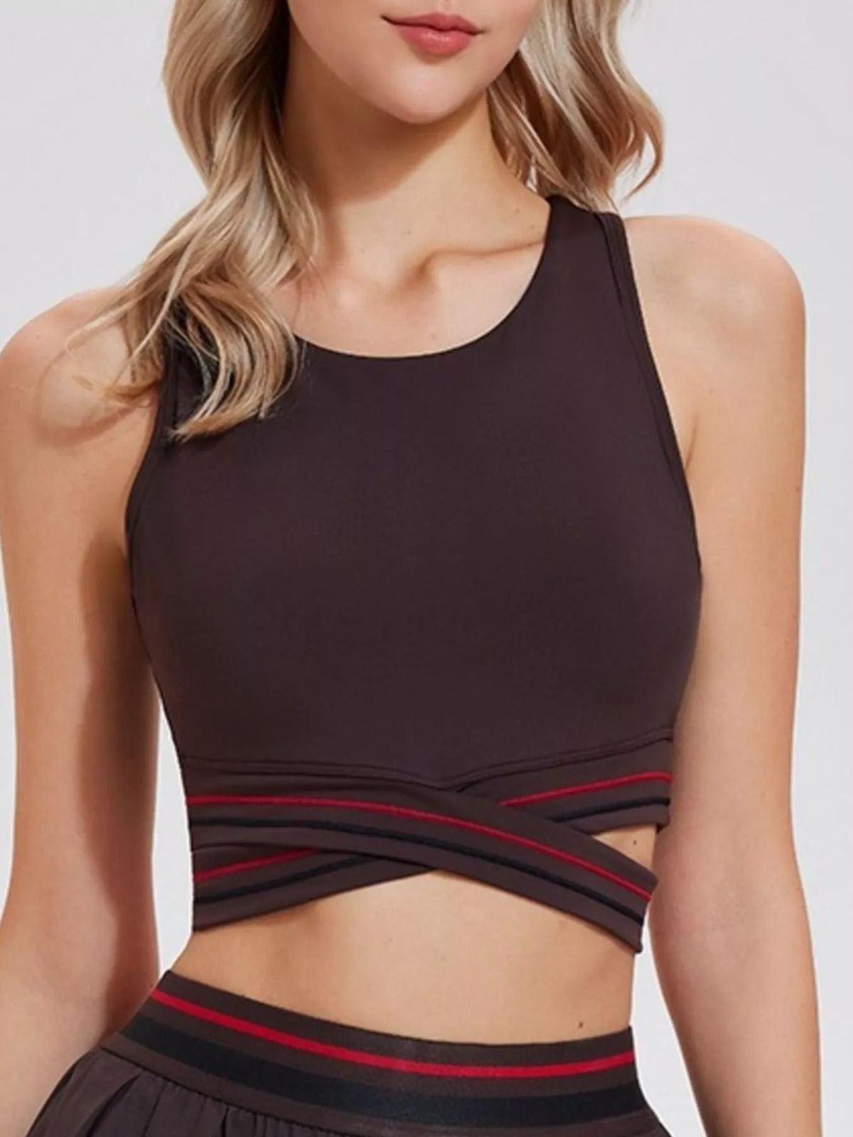 Full Size Criss-Cross Hem Active Tank Plus Size - Lilixa.store