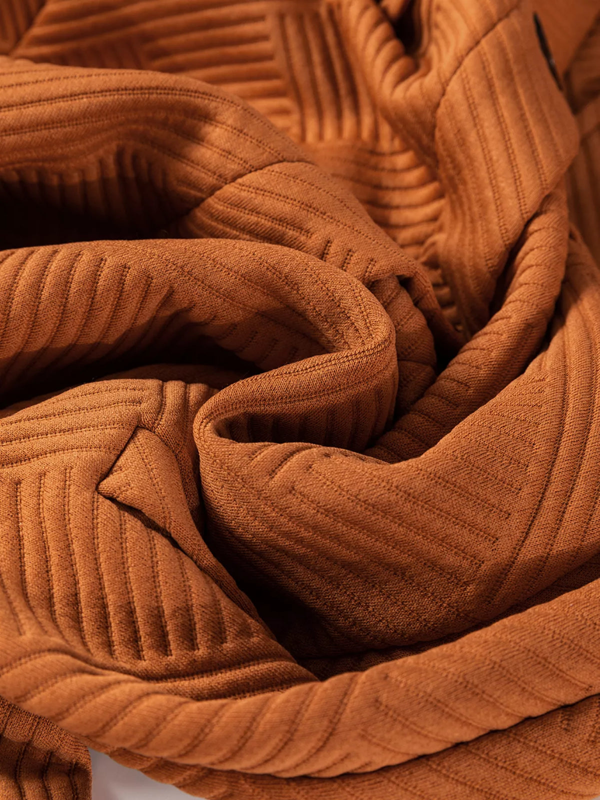 Textured Collared Drop Shoulder Buttoned Front Coat in Caramel, view 8