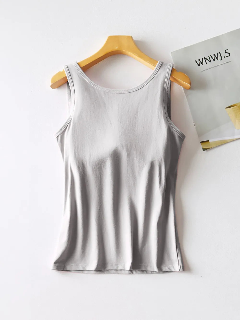 Round Neck Tank with Bra - Lilixa.store