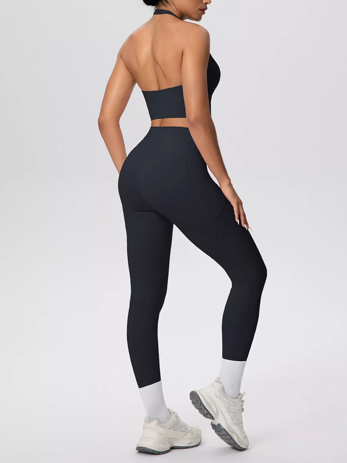 Halter Neck Crop Top and High-Waisted Leggings Active Set - Lilixa.store