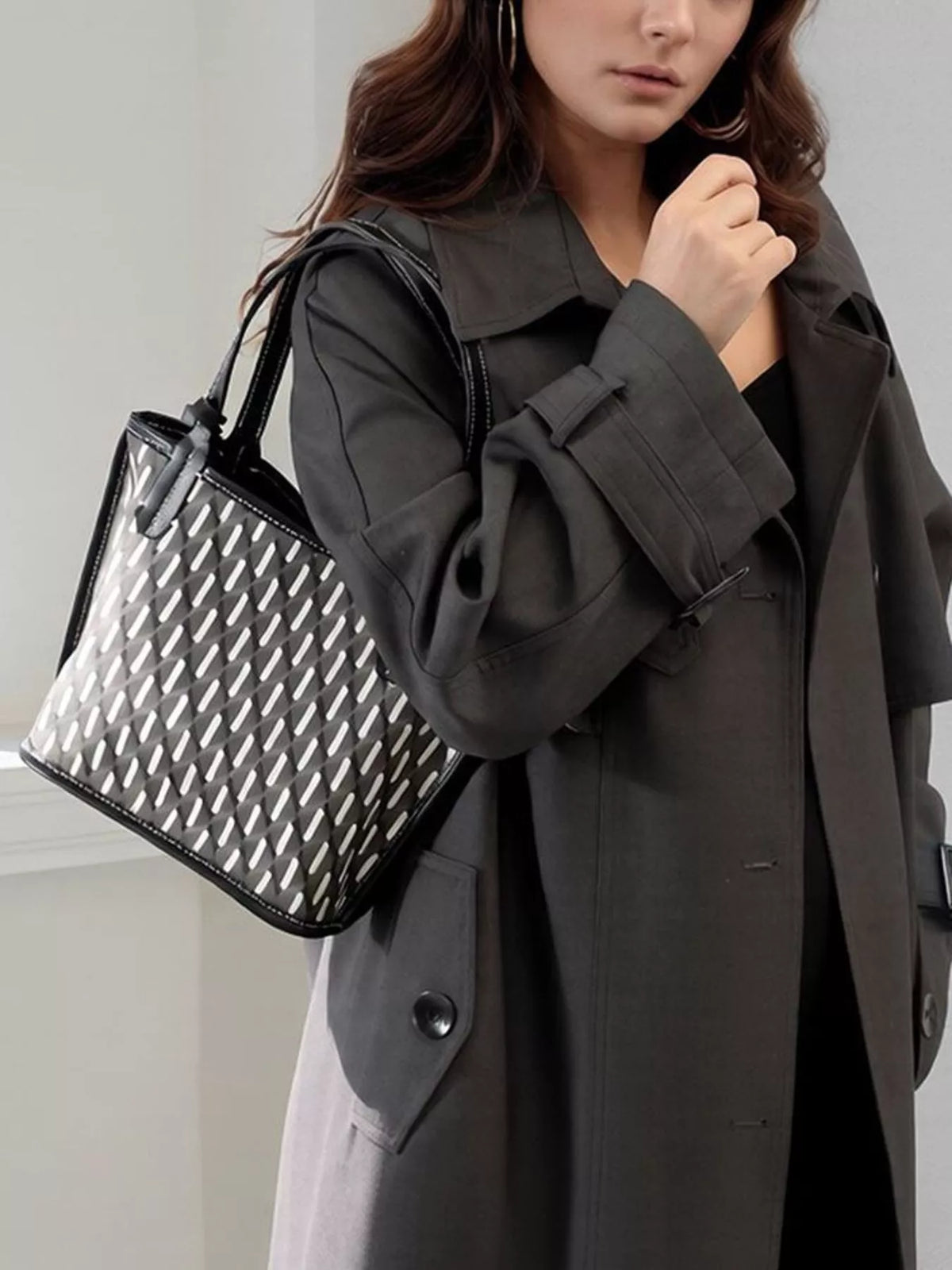 Geometric Handbag with Detachable Purse