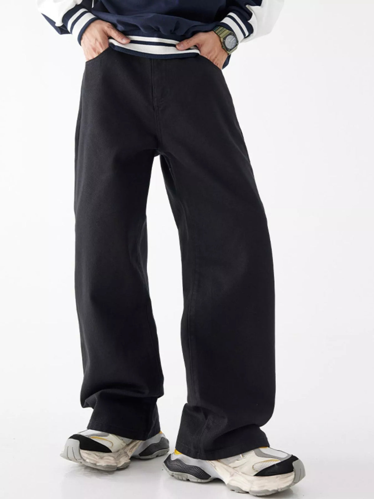 Men's Wide Leg Jeans with Pockets - Lilixa.store